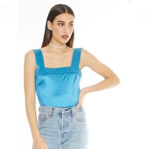 NWT 4SI3NNA Daniela satin teal bodysuit
